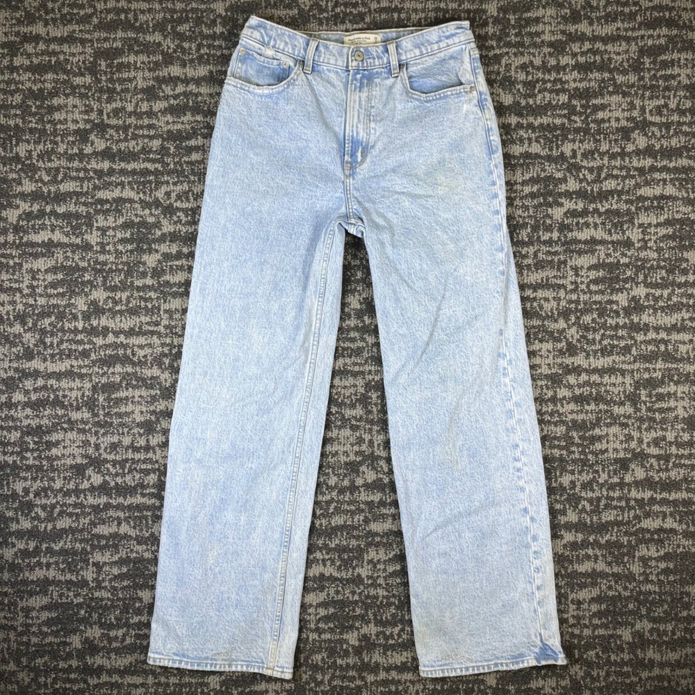 Abercrombie & Fitch 90s Relaxed Jeans Womens 29 8R Light Blue Acid Wash Denim
